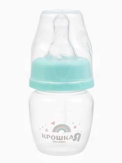 Бутылочка для кормления малыша Крошка Я Basic, классическое горло, от 0 мес., 60 мл (мерная шкала до 40 мл), бирюзовая