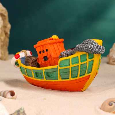 Сувенирная модель корабля «Рыбацкое судно цветное», фигурка полистоун, 16×7×7 см