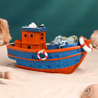 Сувенирная модель корабля «Рыбацкое судно цветное», фигурка полистоун, 16×7×7 см - Фото 8