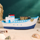 Сувенирная модель корабля «Рыбацкое судно с канатом», фигурка полистоун, 19×7×8 см - Фото 4