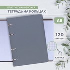 Тетрадь на кольцах Calligrata A5, 120 листов, в клетку, пластиковая обложка, блок офсет, серая - Фото 1