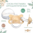 Соска - пустышка силиконовая новогодняя M&B «Счастье», ортодонтическая, от 6 мес., в контейнере - Фото 1