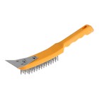 Щетка металлическая ручная ТУНДРА, со шпателем, пластиковая рукоятка, 5-рядная - Фото 4
