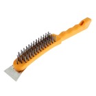 Щетка металлическая ручная ТУНДРА, со шпателем, пластиковая рукоятка, 5-рядная - Фото 6