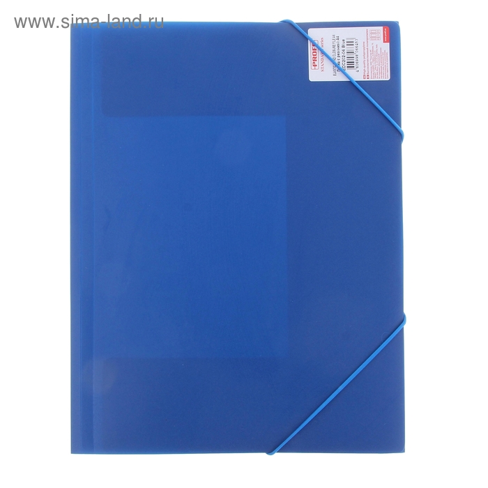 Папка на резинке А4, 450 мкм, "Standard", корешок 30 мм, тиснение "песок", синяя - Фото 1