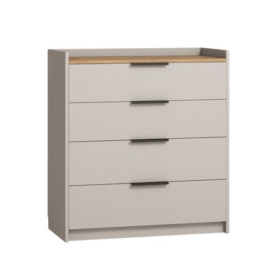 Комод напольный для хранения вещей «Авелона», 4 ящика, 832×386×905 мм, цвет кашемир серый/дуб вотан