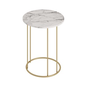 Кофейный столик «Ст127.0», 450×450×650 мм, цвет МДФ монте белый / металл металлик золотой