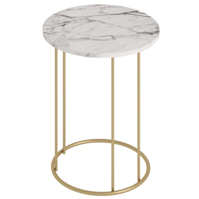 Столик кофейный «Ст127.0», 450×450×650 мм, цвет монте белый МДФ/металл металлик золотой