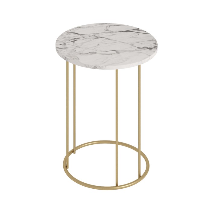 Кофейный столик «Ст127.0», 450×450×650 мм, цвет МДФ монте белый / металл металлик золотой - Фото 1