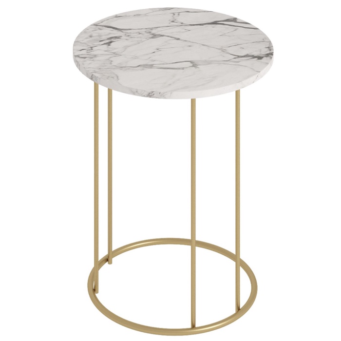 Столик кофейный «Ст127.0», 450×450×650 мм, цвет монте белый МДФ/металл металлик золотой - Фото 1
