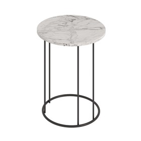 Кофейный столик «Ст127.0», 450×450×650 мм, цвет МДФ монте белый / металл чёрный муар
