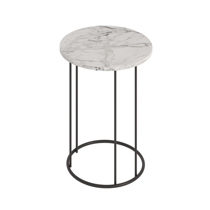 Кофейный столик «Ст128.0», 450×450×750 мм, цвет МДФ монте белый / металл чёрный муар - Фото 1