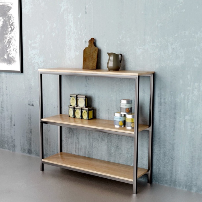 Стеллаж, 1000×300×940 мм, цвет металл чёрный муар / ЛДСП дуб крафт золотой - Фото 1