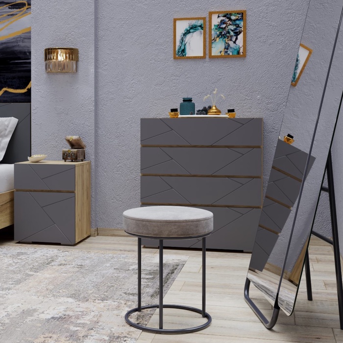 Банкетка в прихожую, 400×400×480 мм, цвет металл чёрный муар/нубук капучино тёмный - Фото 1