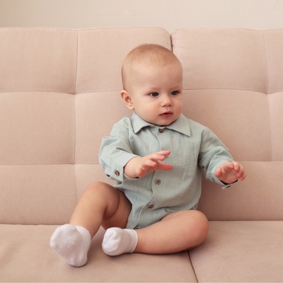 Боди-рубашка для мальчика MINAKU, серо-зелёное, рост 80-86 см