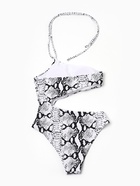 Купальный костюм слитный с разрезом MINAKU, размер 42, принт змея - Фото 4