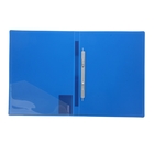 Папка А4 с пружинным скоросшивателем и внутренним карманом Next 600мкм, синяя - Фото 2