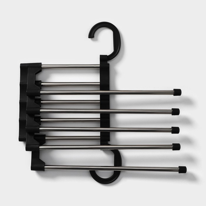 Вешалка - органайзер для брюк раздвижная Доляна, 30×18×12,5 см, 5 спиц, цвет чёрный