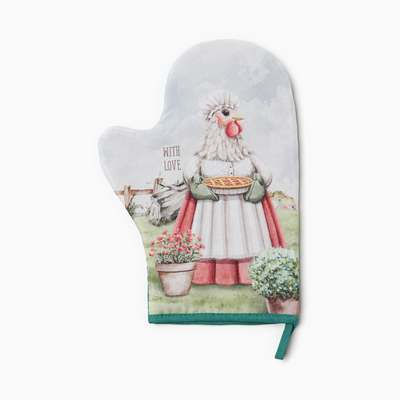 Набор кухонный Доляна "Курочка": варежка 20х28 см, прихватка 17х17 см, 35% хлопок, 65% п/э