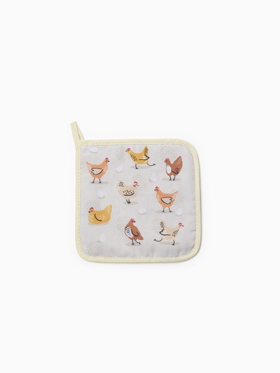 Набор кухонный Доляна "Курочки": варежка 20х28 см, прихватка 17х17 см, 35% хлопок, 65% п/э