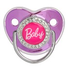 Соска - пустышка силиконовая ортодонтическая M&B «BABY», от 6 мес., с колпачком, держатель - цепочка, цвет розовый/серебро, стразы - Фото 2