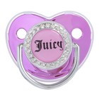 Соска - пустышка силиконовая ортодонтическая M&B JUICY, от 6 мес., с колпачком, держатель - цепочка, розовая, со стразами - Фото 3