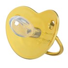 Соска - пустышка силиконовая ортодонтическая «Корона», от 12 мес., с колпачком, цвет золотой/черный, стразы - Фото 2