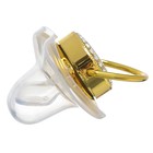 Соска - пустышка силиконовая ортодонтическая «Корона», от 6 мес., с колпачком + держатель - цепочка, цвет золотой/черный, стразы - Фото 4