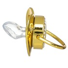 Соска - пустышка силиконовая ортодонтическая «Корона», от 6 мес., с колпачком + держатель - цепочка, цвет золотой/черный, стразы - Фото 5