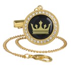 Соска - пустышка силиконовая ортодонтическая «Корона», от 6 мес., с колпачком + держатель - цепочка, цвет золотой/черный, стразы - Фото 9