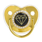 Соска - пустышка силиконовая ортодонтическая M&B «Бриллиант», от 12 мес., с колпачком, золотой/черный, стразы - Фото 6