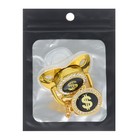 Соска - пустышка силиконовая ортодонтическая M&B «Доллар», от 6 мес., с колпачком, держатель - цепочка, золотой/черный, стразы - Фото 8