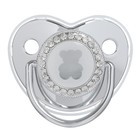 Соска - пустышка силиконовая ортодонтическая M&B «Мишка», от 12 мес., с колпачком, цвет серебро, стразы - Фото 6