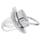 Соска - пустышка силиконовая ортодонтическая «Я люблю папу», от 6 мес., с колпачком + держатель - цепочка, цвет серебренный, стразы - Фото 4