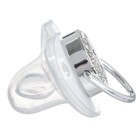 Соска - пустышка силиконовая ортодонтическая M&B «Я люблю маму», от 6 мес., с колпачком, держатель - цепочка, серебряный, стразы - Фото 4