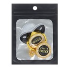 Соска - пустышка силиконовая ортодонтическая M&B «Маленький БОСС», от 6 мес., с колпачком, держатель - цепочка, черный/золото, стразы - Фото 8