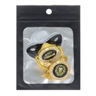 Соска - пустышка силиконовая ортодонтическая «Я тут главный», от 6 мес., с колпачком + держатель - цепочка, цвет черный/золото, стразы - Фото 8