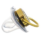 Соска - пустышка силиконовая ортодонтическая M&B «Наш ангел», от 6 мес., с колпачком, держатель - цепочка, черный/золото, стразы - Фото 4