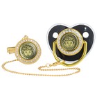 Соска - пустышка силиконовая ортодонтическая M&B «Наш ангел», от 6 мес., с колпачком, держатель - цепочка, черный/золото, стразы - Фото 7