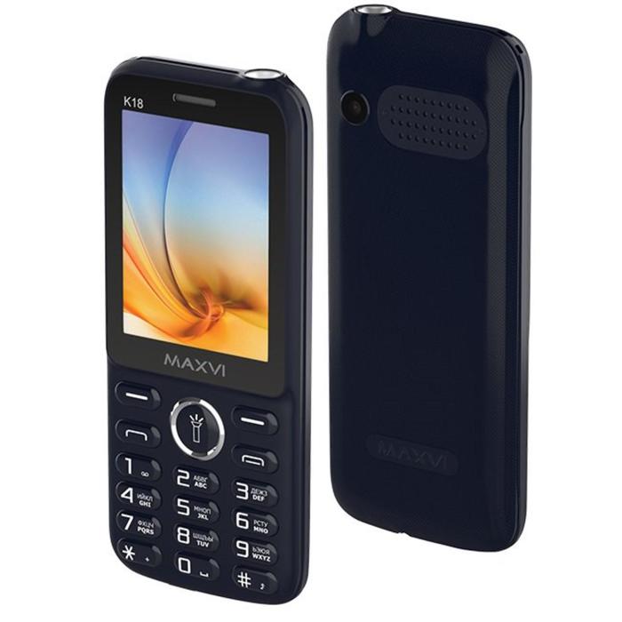 Сотовый телефон MAXVI K18, 2.4", TFT, 1.3Мп, microSD, 2sim, 800мАч, синий - фото 51534507