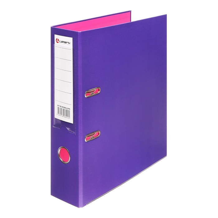 Папка-регистратор А4, 75 мм, Lamark, ПВХ, двухстороннее покрытие, металлическая окантовка, карман на корешок, собранная, фиолетовый/розовый
