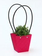 Сумка для цветов тиснение малина влагостойкая, 12×12 - 8×8 - 12.5 см - Фото 2