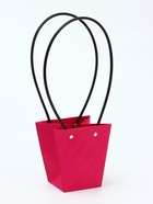 Сумка для цветов тиснение малина влагостойкая, 12×12 - 8×8 - 12.5 см - Фото 3