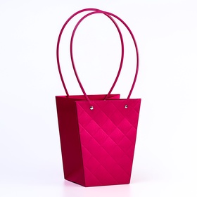 Сумка для цветов тиснение малина влагостойкая, 17?17 - 11.5?11.5 - 20 см (комплект 10 шт)