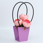 Сумка для цветов тиснение сиреневая влагостойкая, 12×12 - 8×8 - 12.5 см - Фото 2