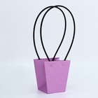 Сумка для цветов тиснение сиреневая влагостойкая, 12×12 - 8×8 - 12.5 см - Фото 3