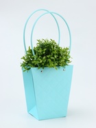 Сумка для цветов тиснение голубой влагостойкая, 17×17 - 11.5×11.5 - 20 см - Фото 2