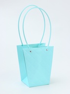 Сумка для цветов тиснение голубой влагостойкая, 17×17 - 11.5×11.5 - 20 см - Фото 3