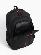 Рюкзак школьный на молнии, с карманами, размер 31×14×47 см, чёрный/красный - фото 119333694