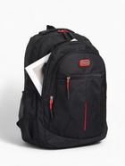 Рюкзак школьный на молнии, с карманами, размер 31×14×47 см, чёрный/красный - фото 119333696